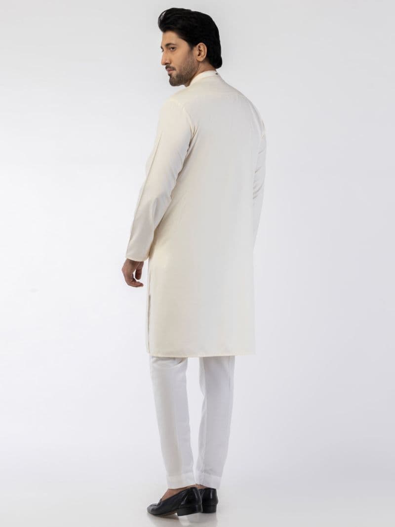 Off White Blended Kurta