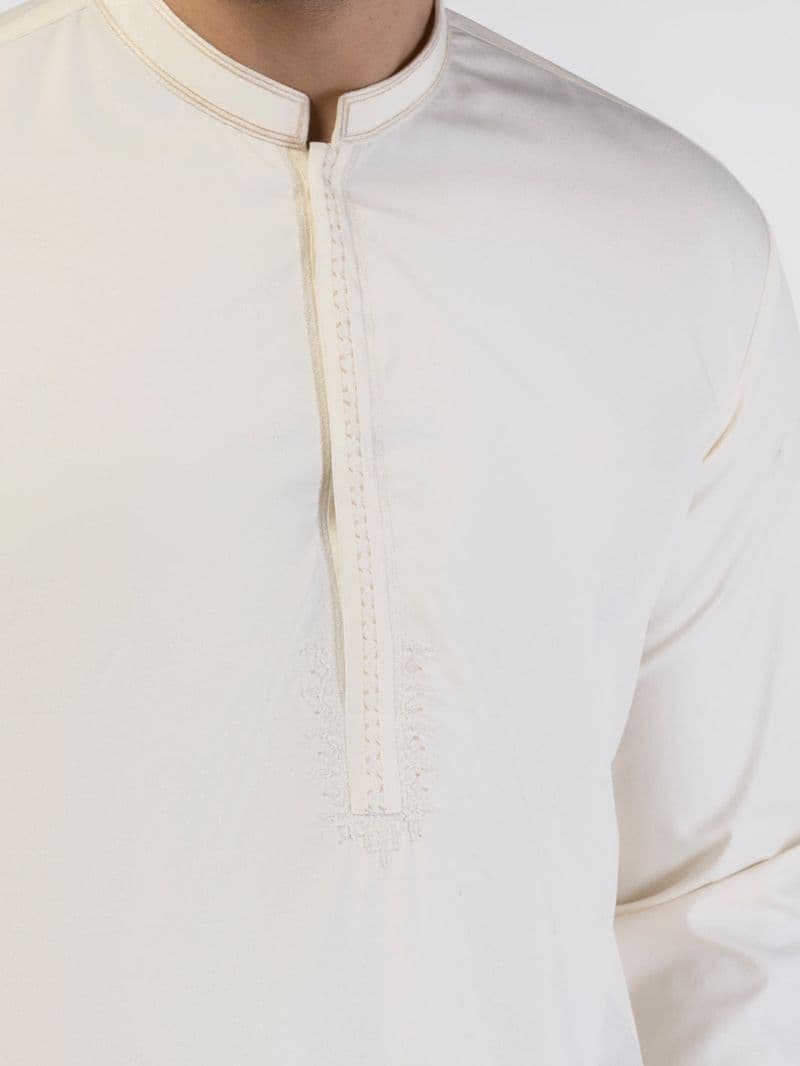 Off White Blended Kurta