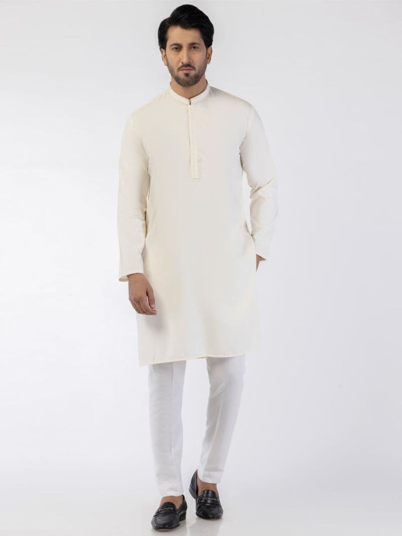 Off White Blended Kurta thumbnail