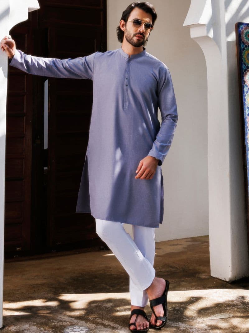 Light Purple Blended Kurta thumbnail