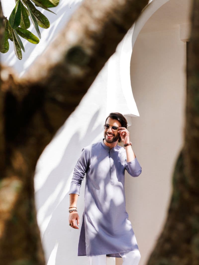 Light Purple Blended Kurta thumbnail