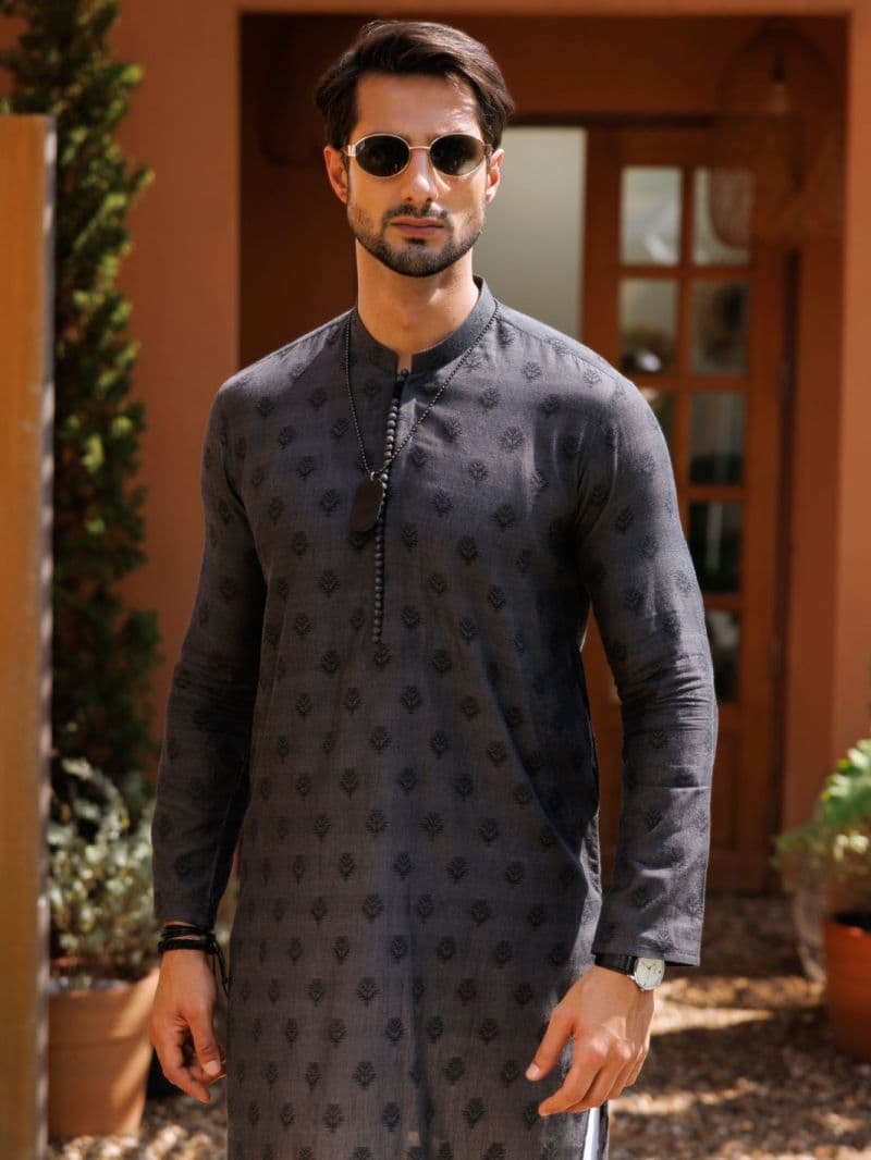 Charcoal Cotton Kurta thumbnail