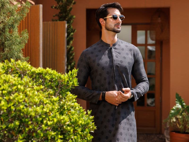 Charcoal Cotton Kurta thumbnail