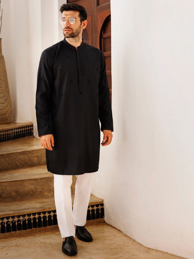 Black Blended Kurta thumbnail