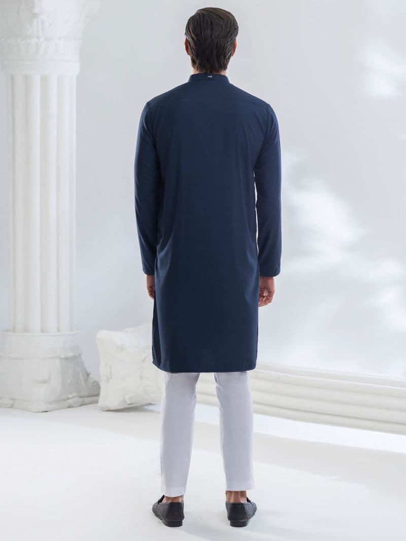 Navy Blue Blended Kurta thumbnail