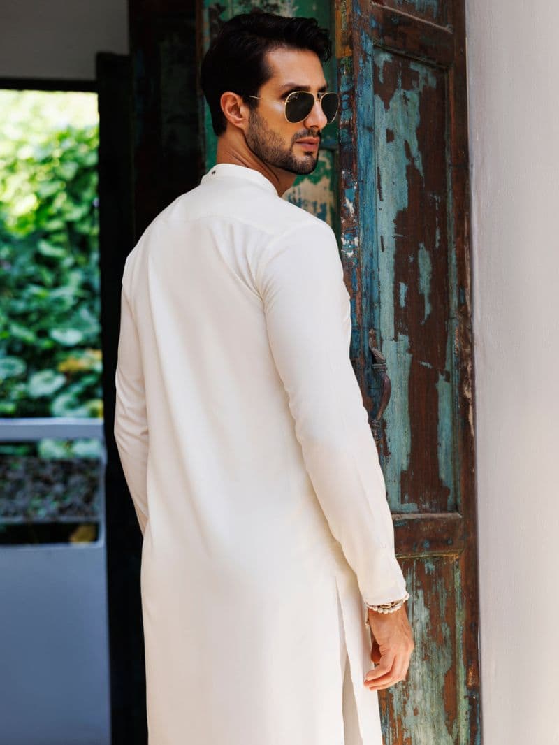 Off White Blended Kurta thumbnail