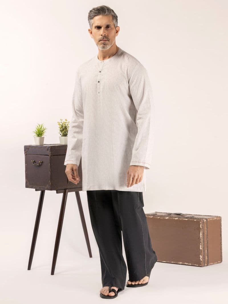 White Blended Kurta