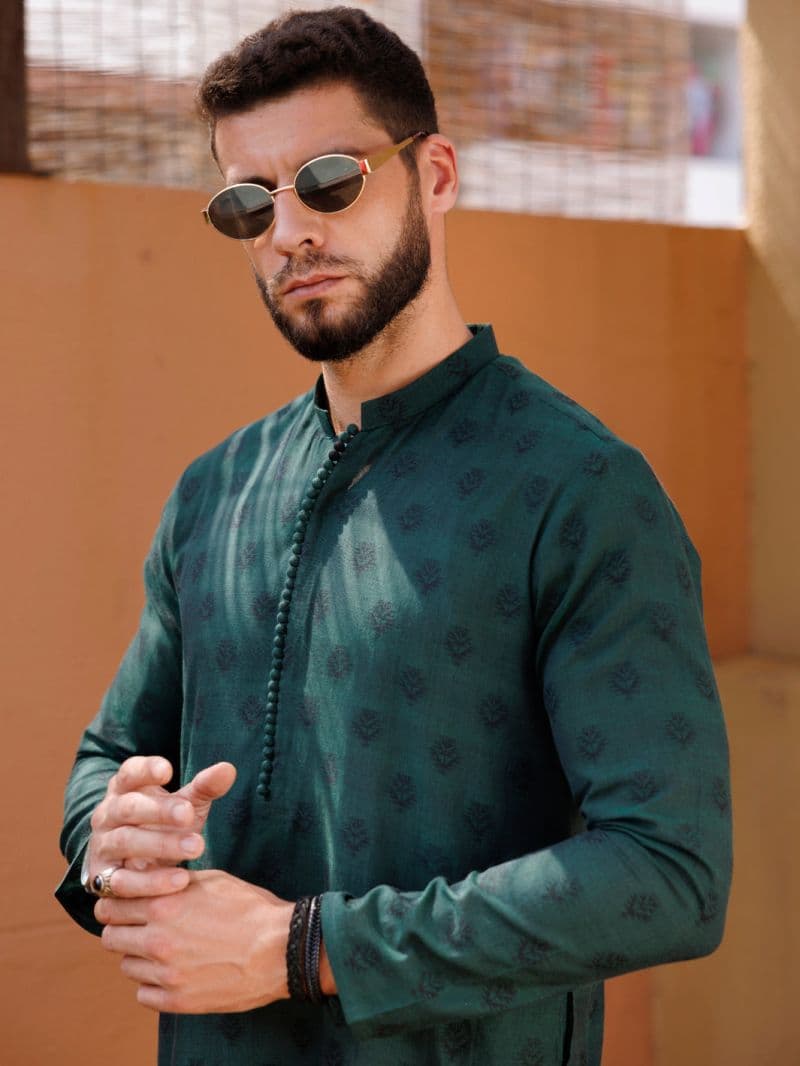 Green Cotton Kurta