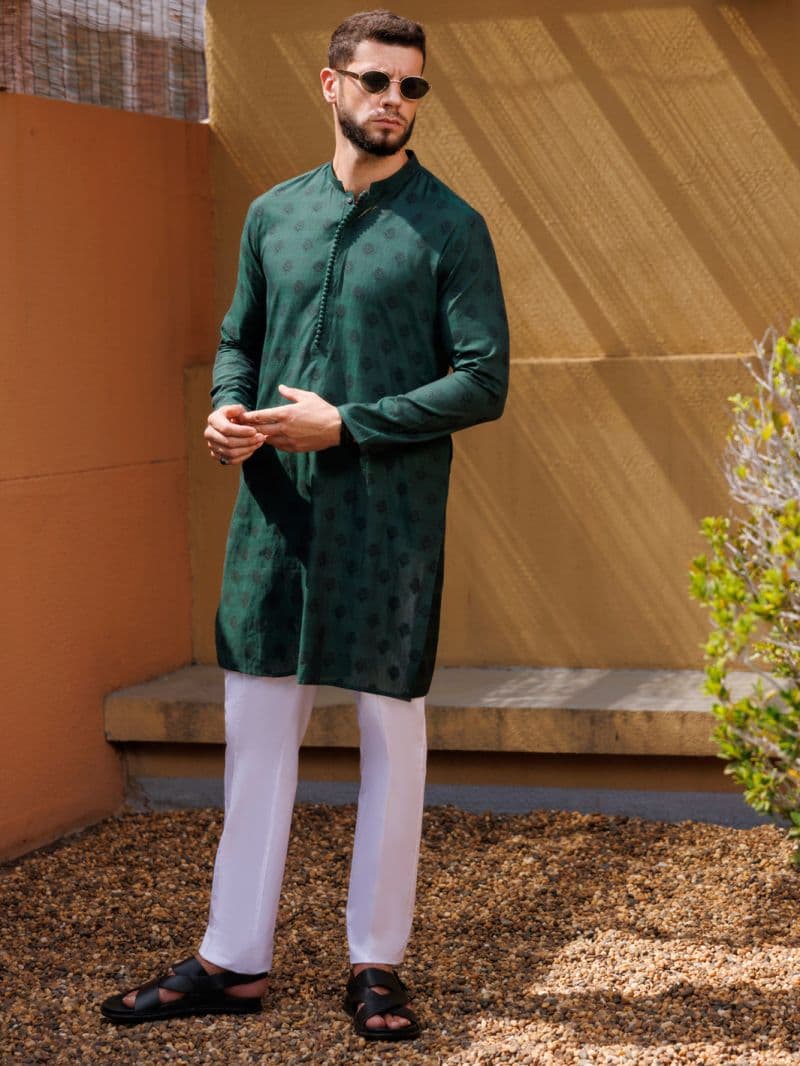 Green Cotton Kurta