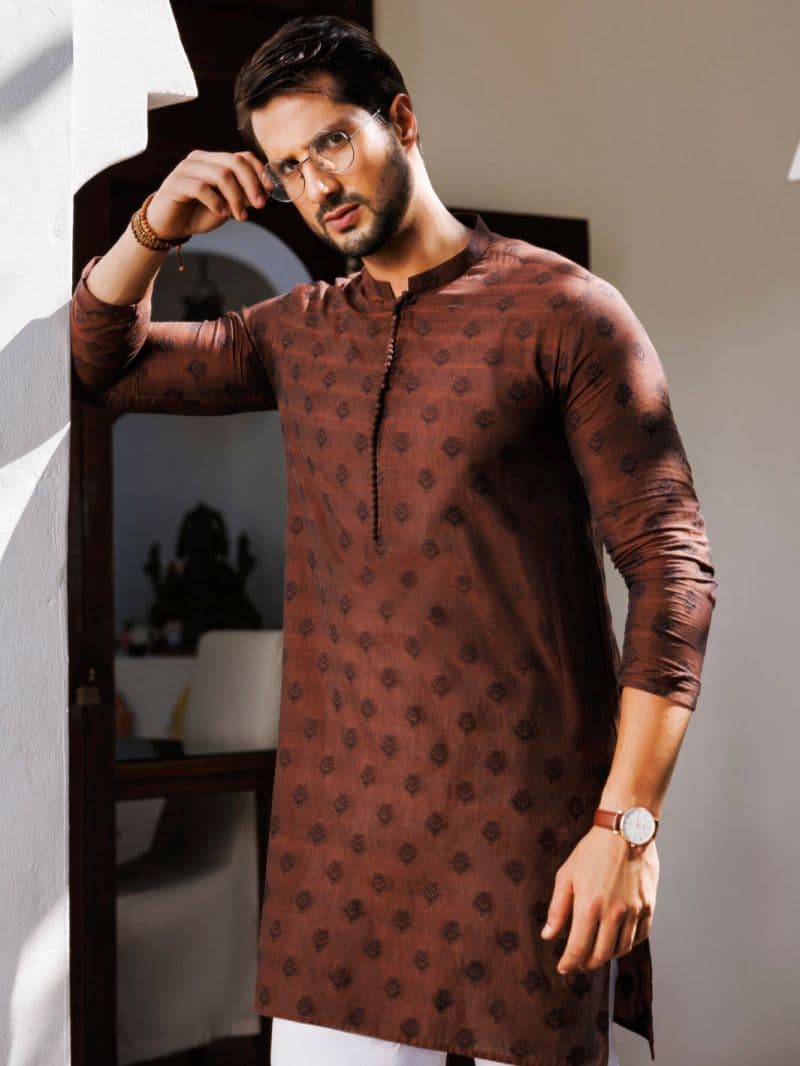 Brown Cotton Kurta thumbnail