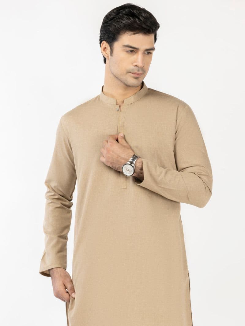 Fawn Blended Kurta thumbnail