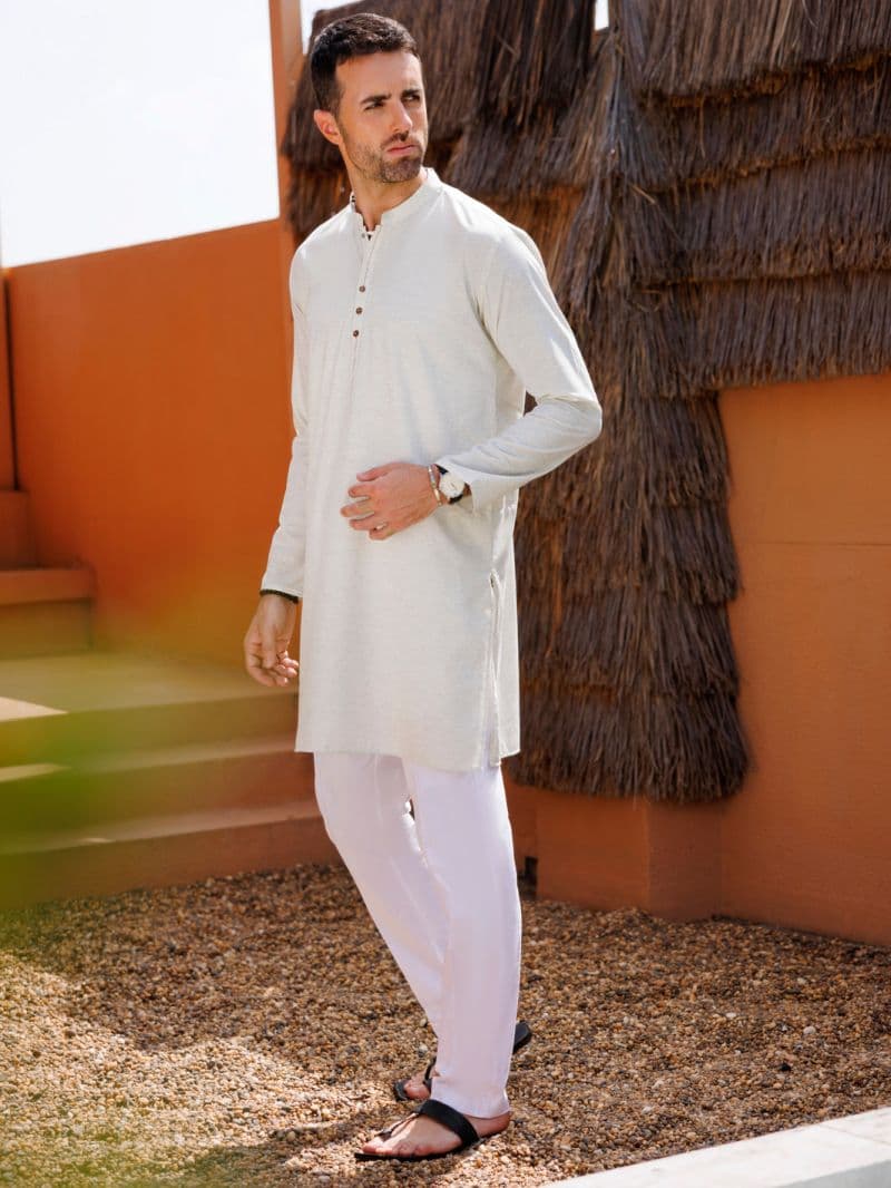 Cream Blended Kurta thumbnail