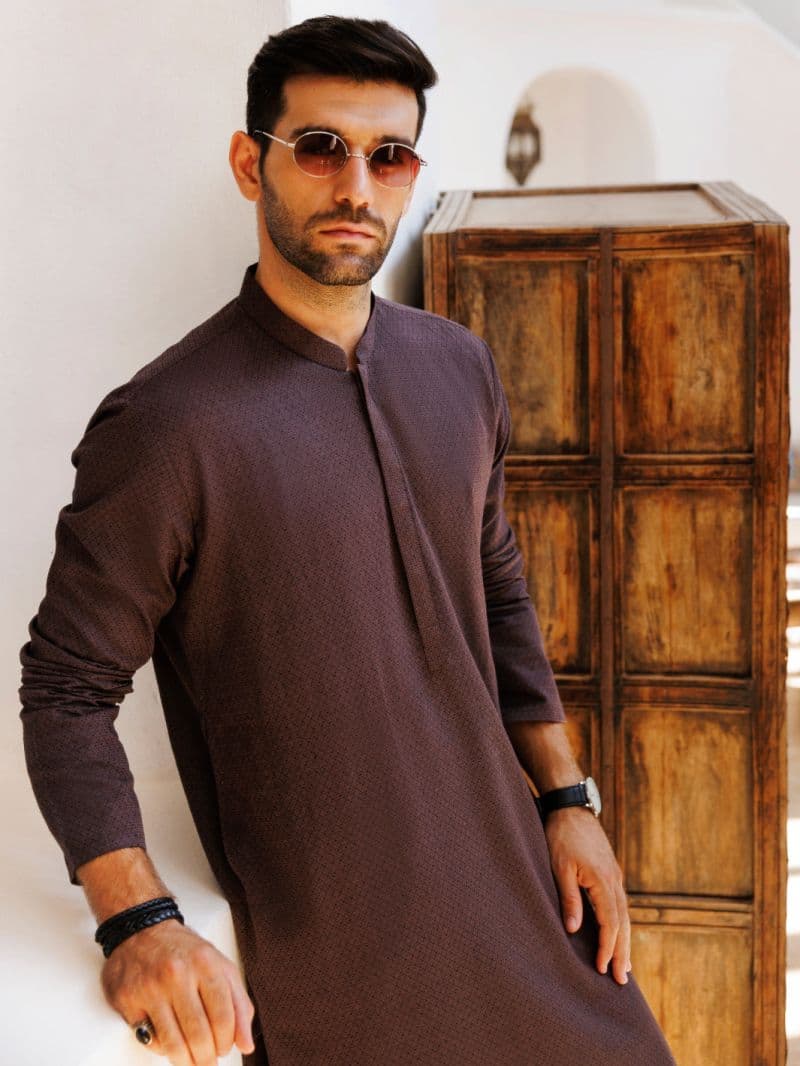 Dark Brown Cotton Kurta thumbnail