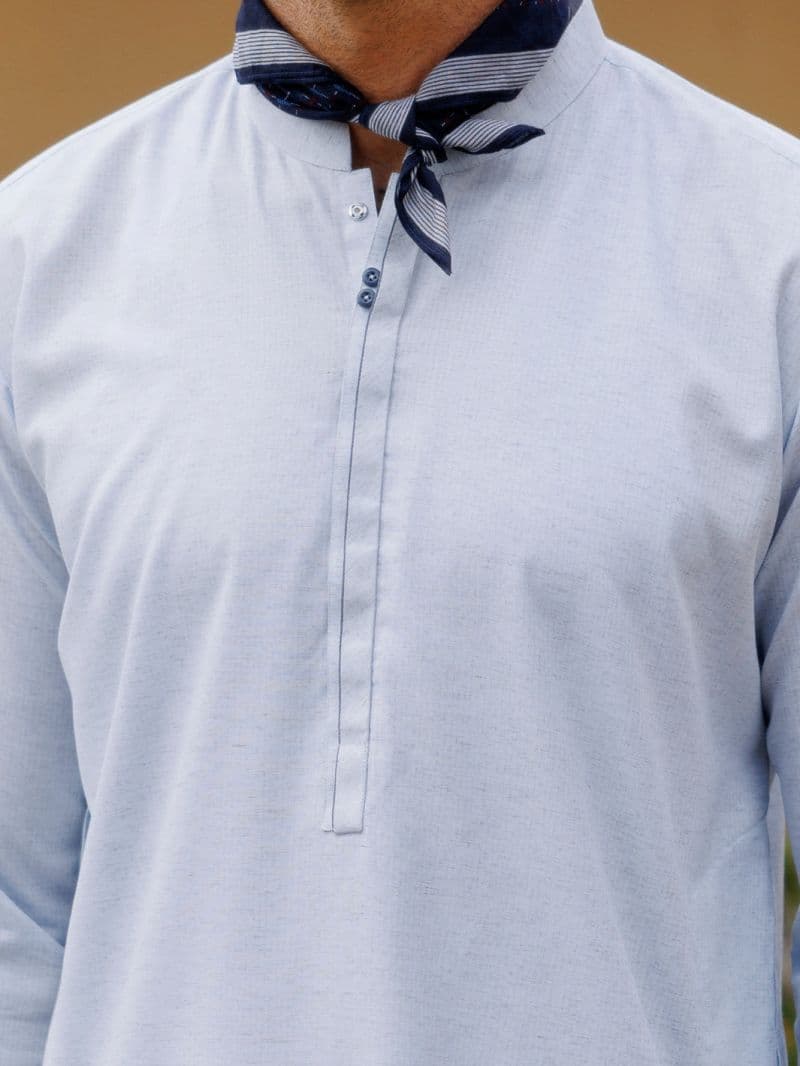 Sky Blue Blended Kurta thumbnail