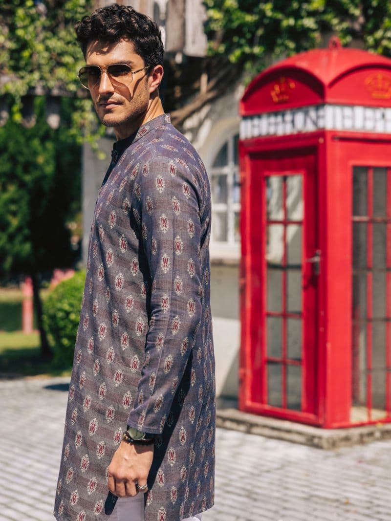 Grey Cotton Kurta thumbnail