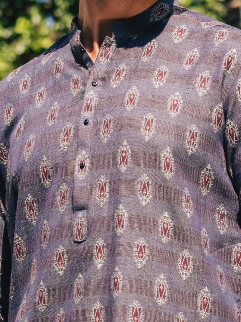 Grey Cotton Kurta thumbnail