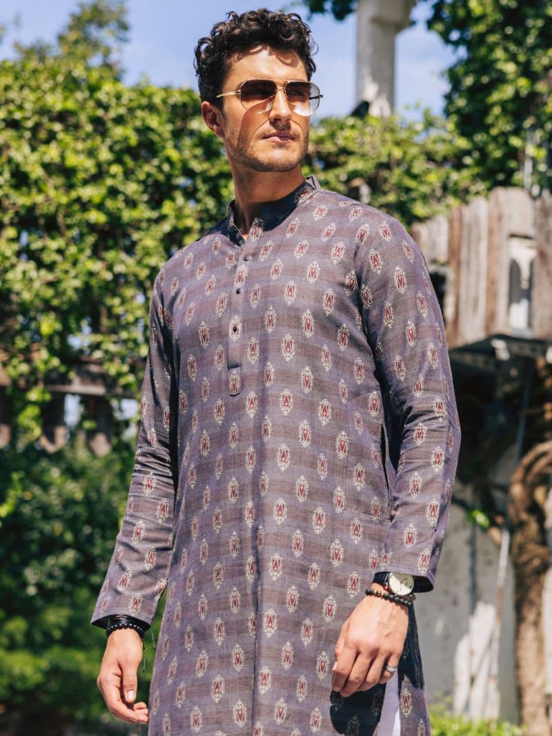 Grey Cotton Kurta thumbnail