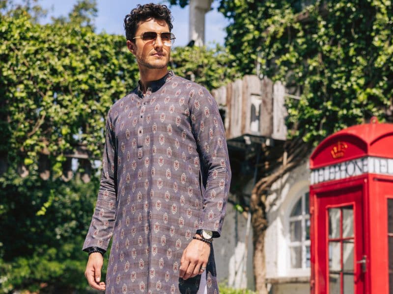 Grey Cotton Kurta thumbnail