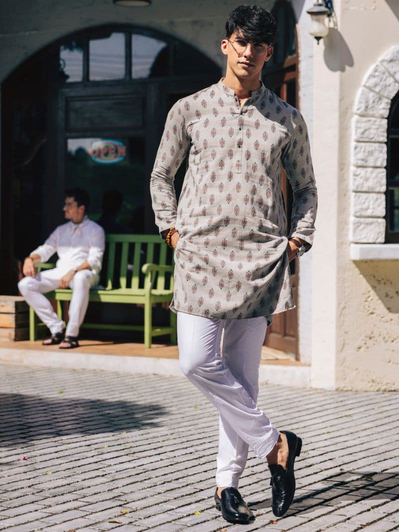 Light Grey Cotton Kurta thumbnail