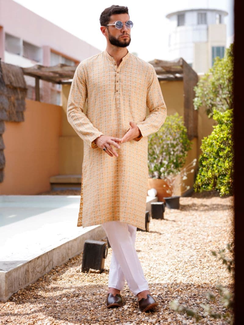 Beige Cotton Kurta