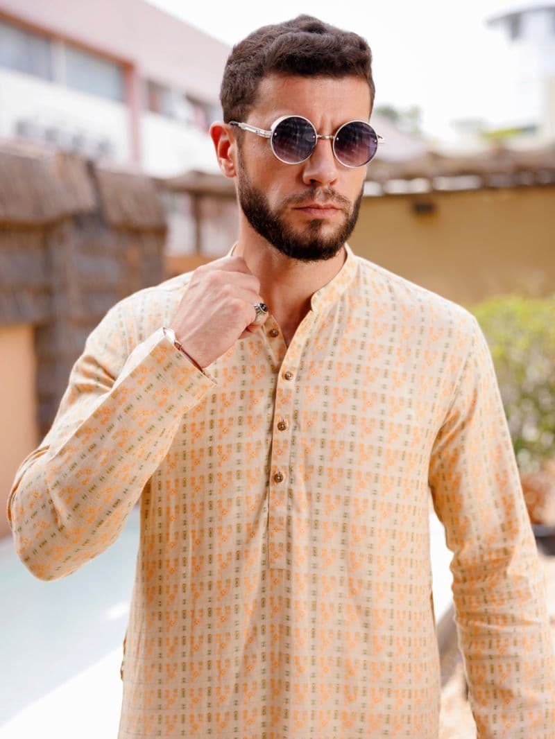 Beige Cotton Kurta