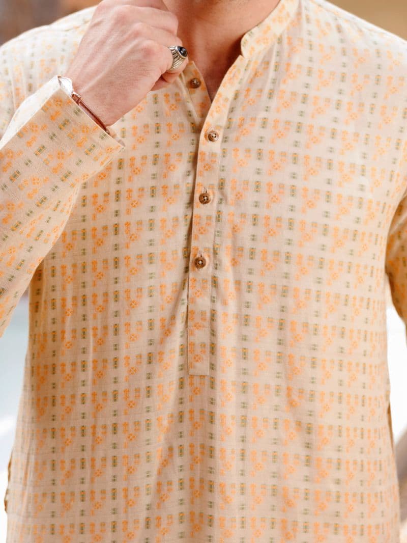 Beige Cotton Kurta