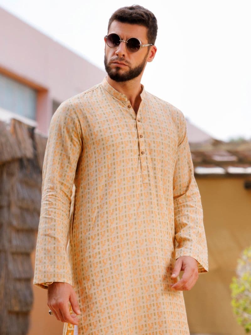 Beige Cotton Kurta