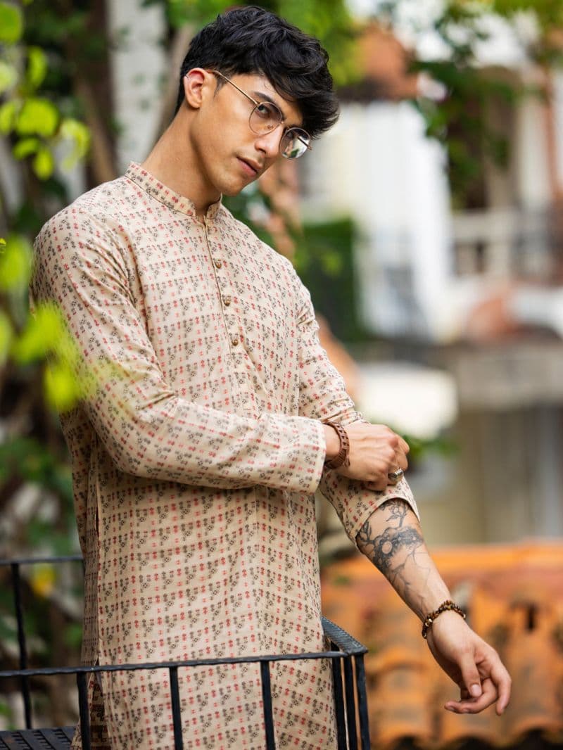 Beige Cotton Kurta thumbnail