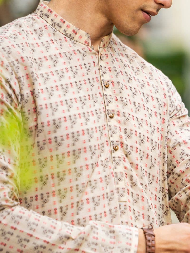 Beige Cotton Kurta thumbnail