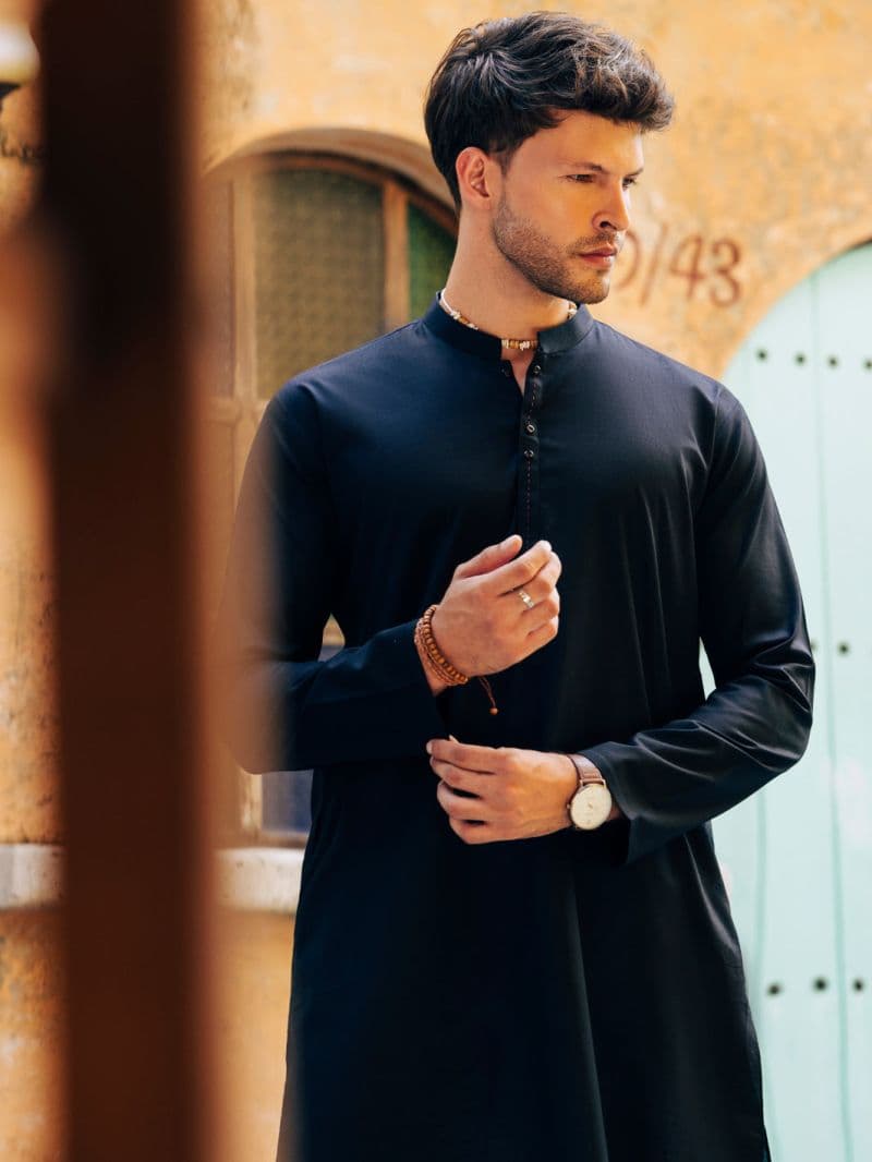 Black Cotton Kurta thumbnail