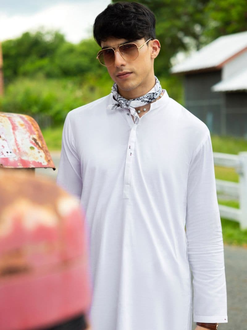 White Cotton Kurta thumbnail