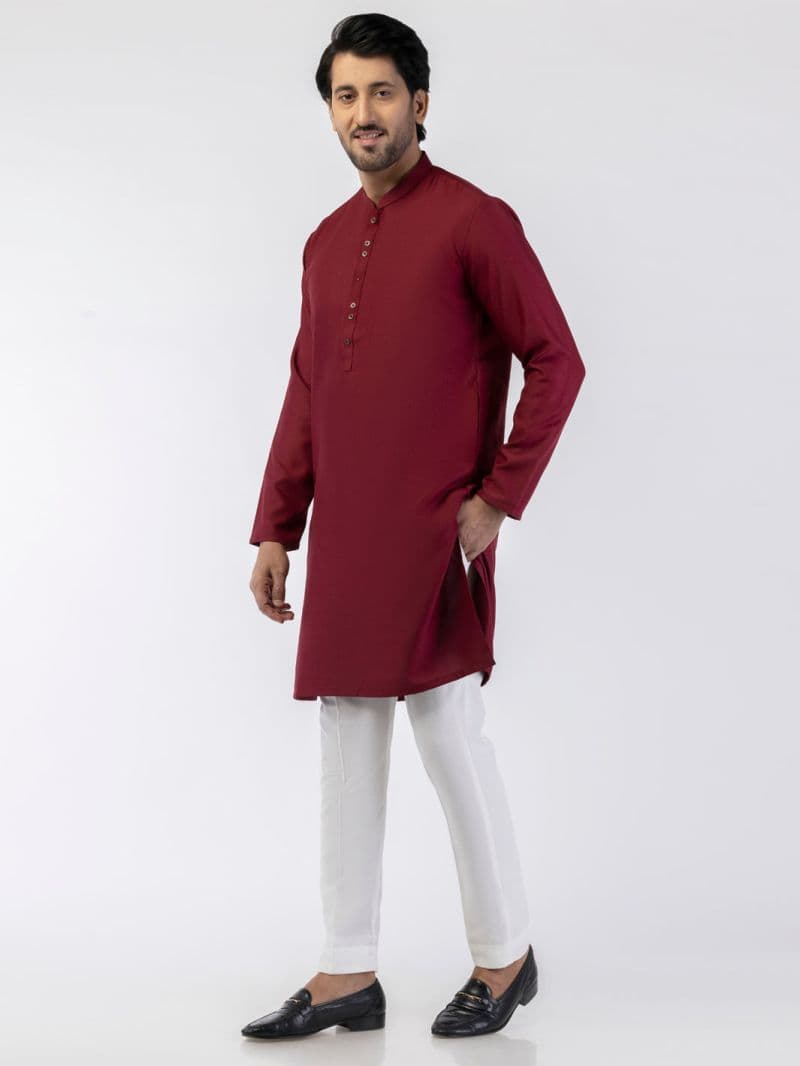 Maroon Blended Kurta thumbnail