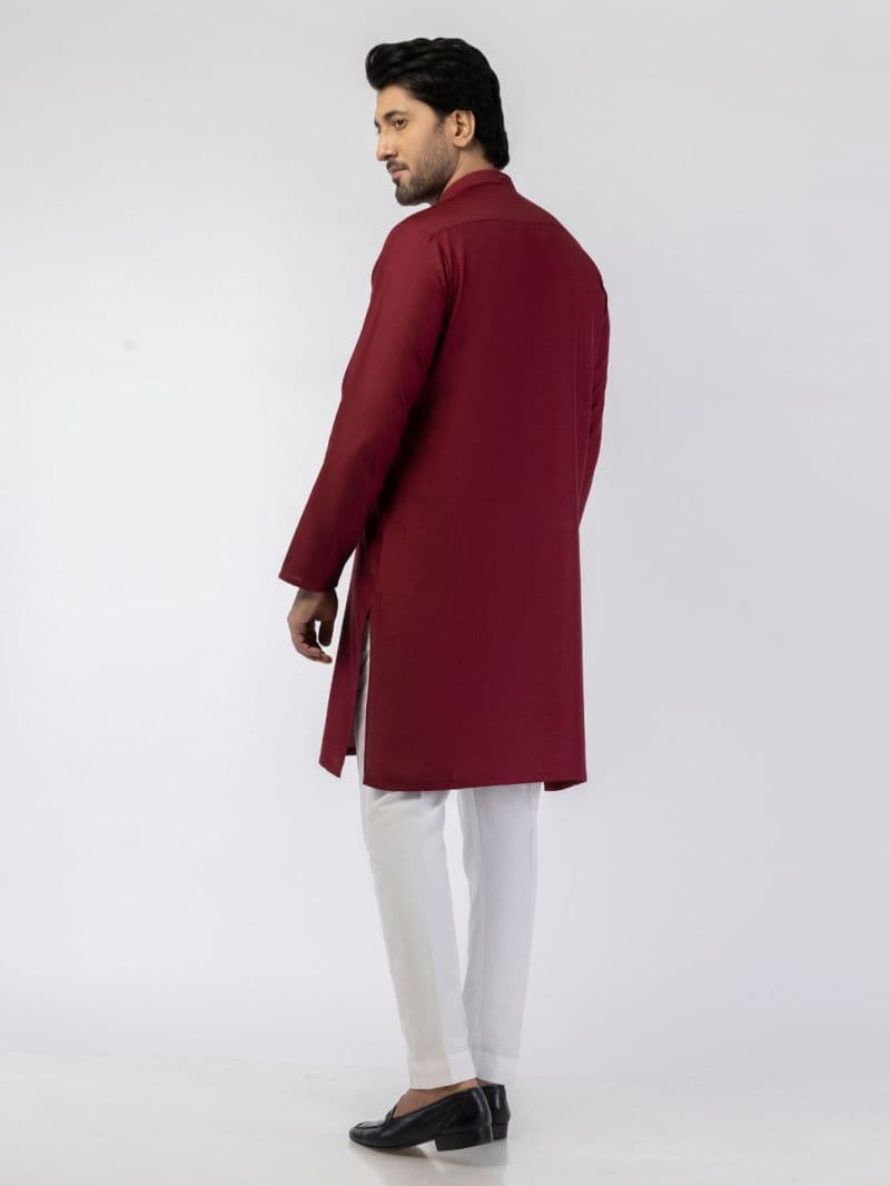 Maroon Blended Kurta thumbnail