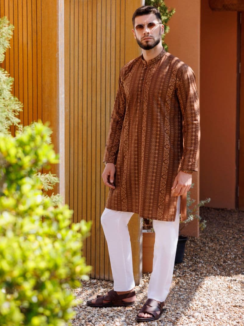 Brown Cotton Kurta thumbnail