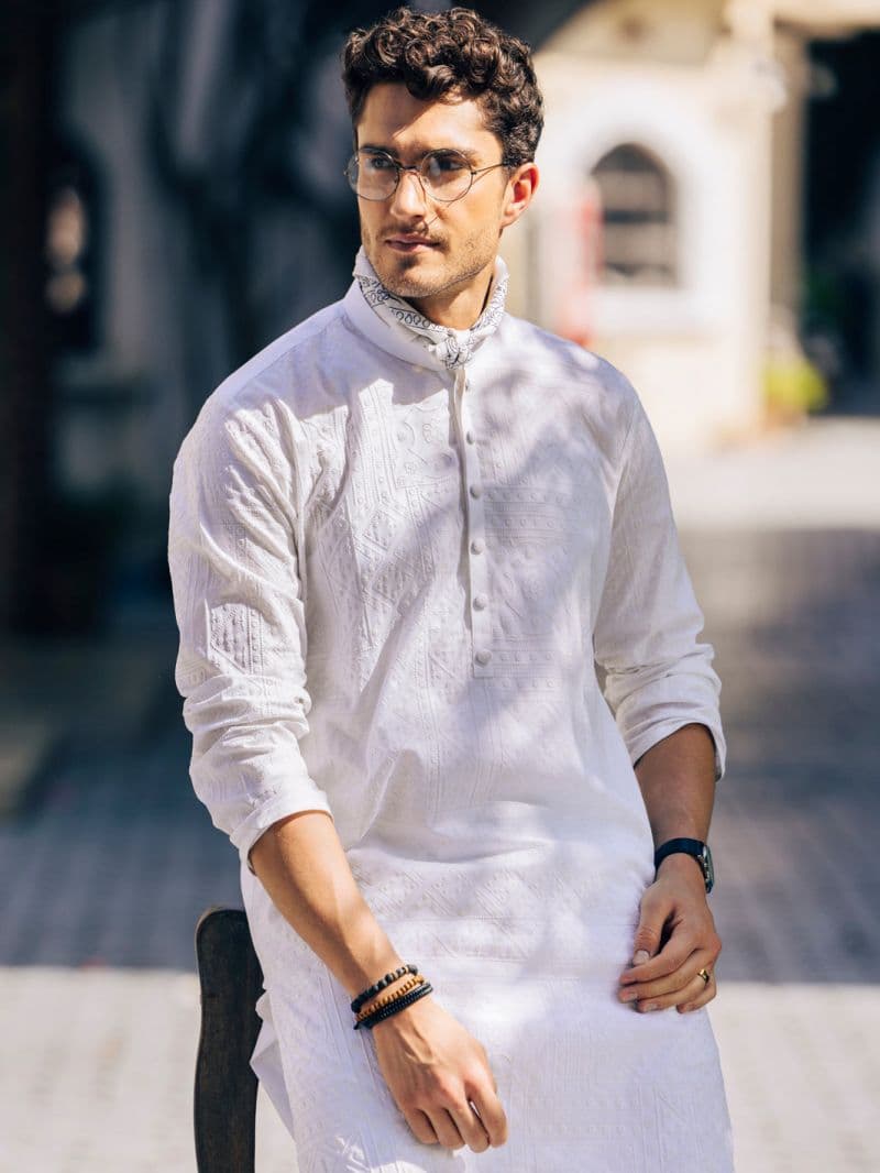 White Cotton Kurta thumbnail