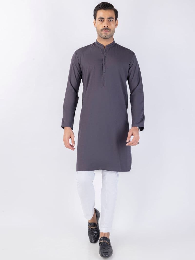 Grey Blended Kurta thumbnail