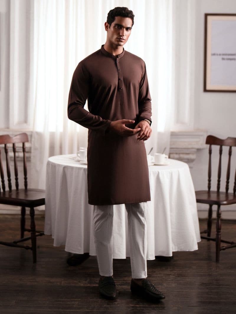 Dark Brown Blended Kurta thumbnail