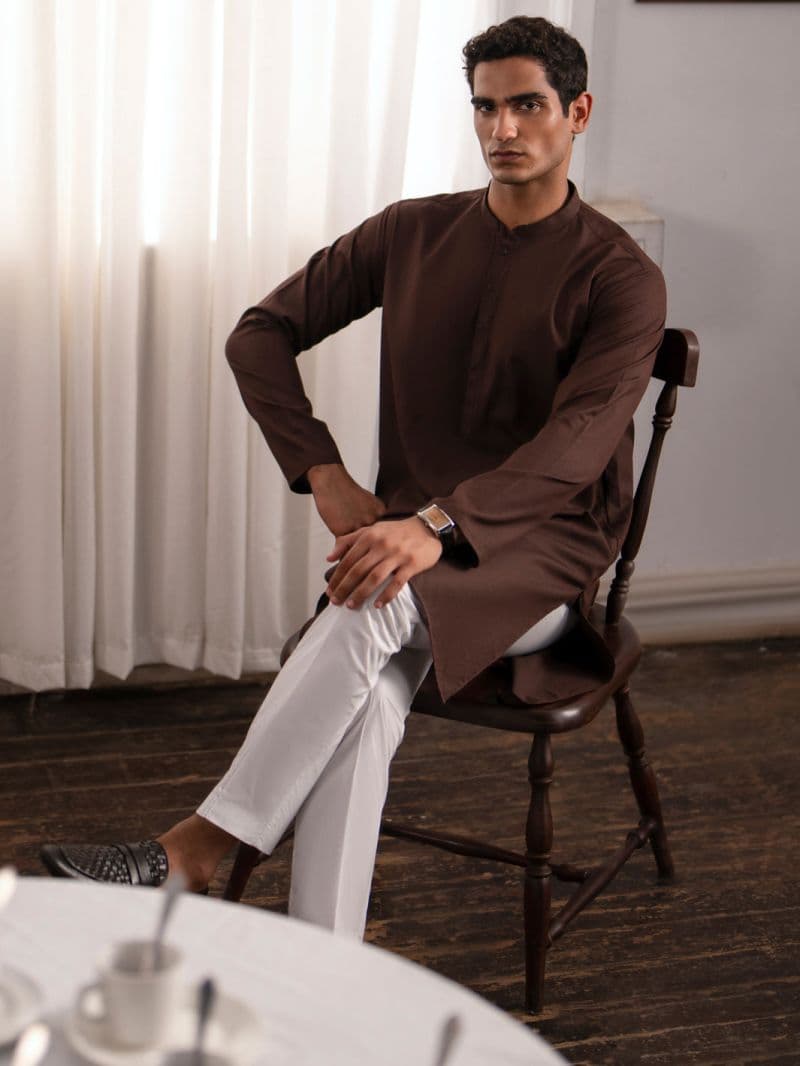 Dark Brown Blended Kurta thumbnail