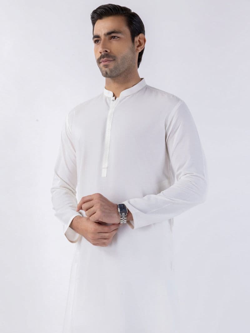 White Blended Kurta thumbnail