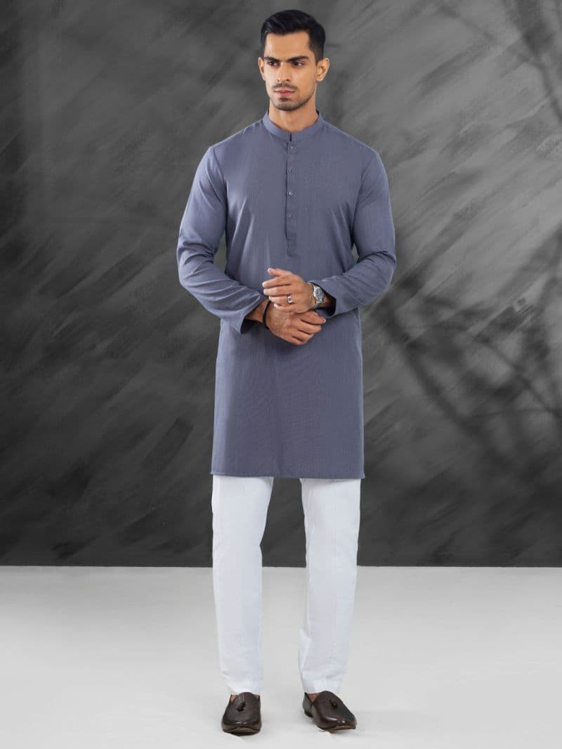Grey Blended Kurta thumbnail