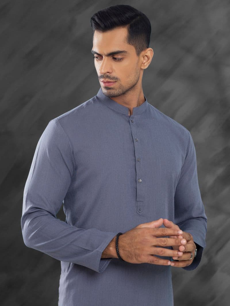 Grey Blended Kurta thumbnail