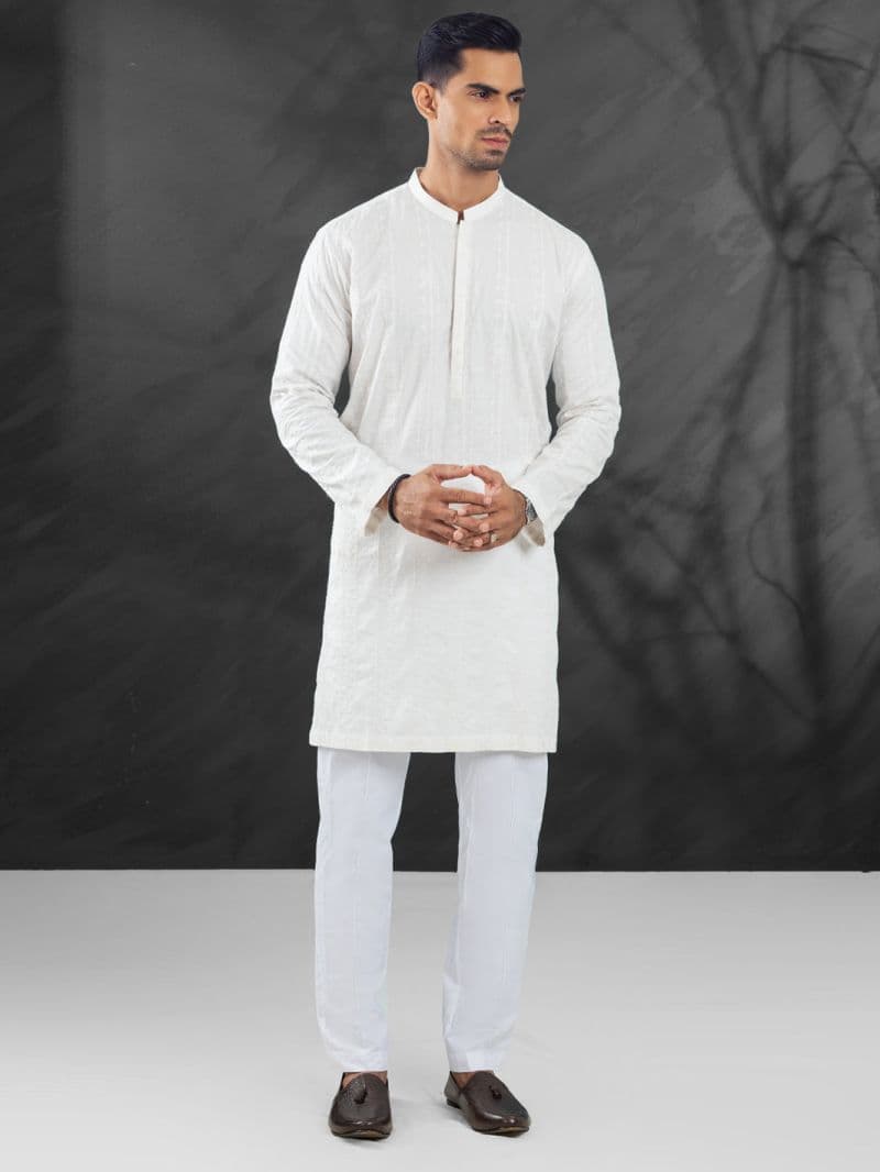 White Cotton Kurta thumbnail