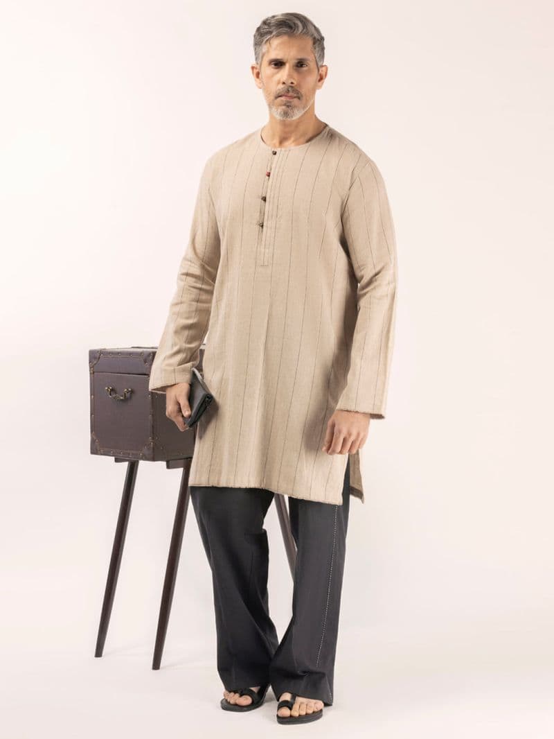 Beige Blended Kurta thumbnail