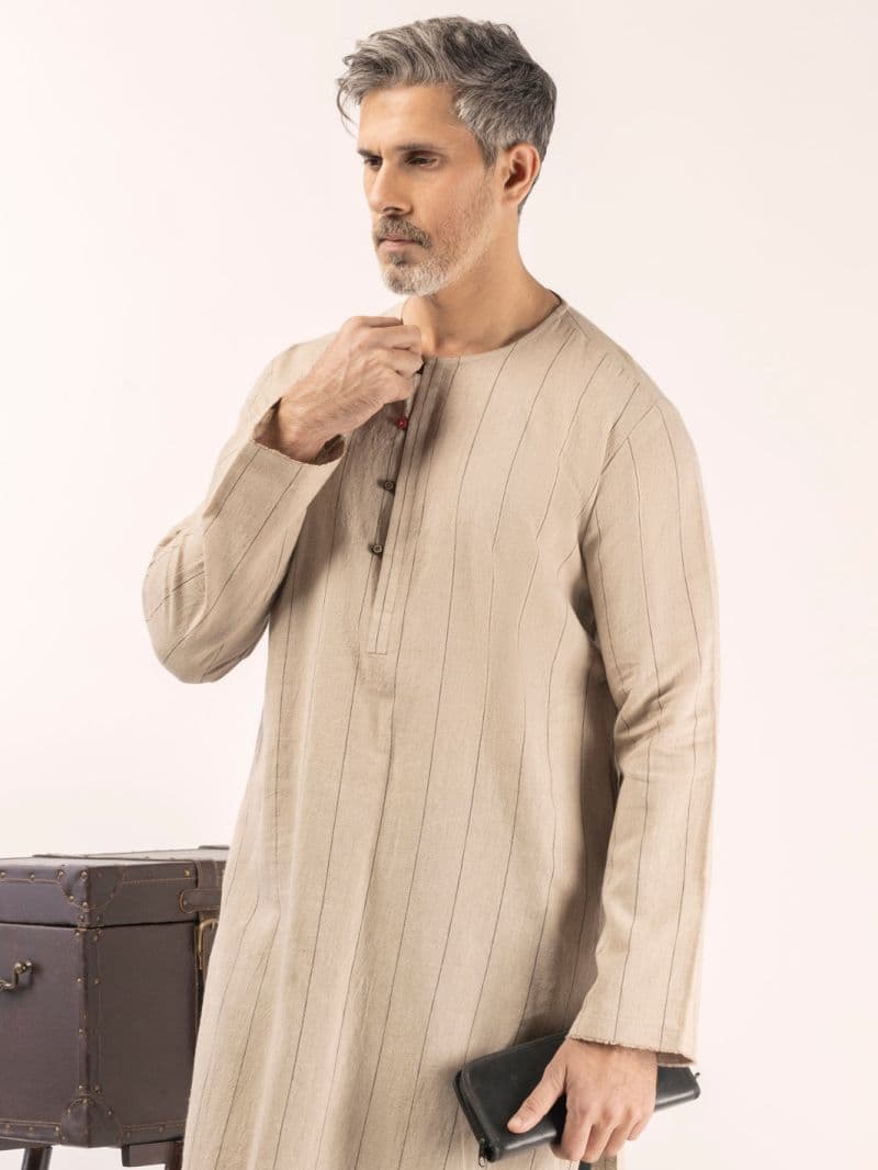 Beige Blended Kurta thumbnail