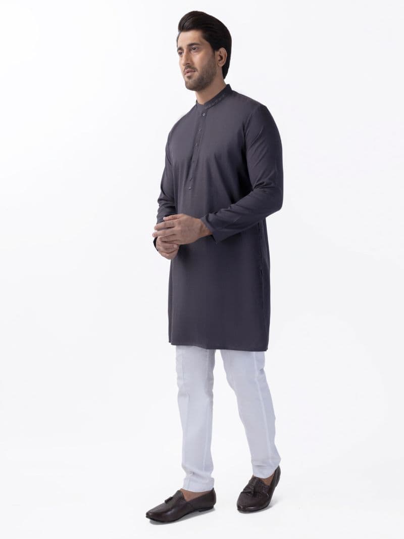 Grey Blended Kurta thumbnail