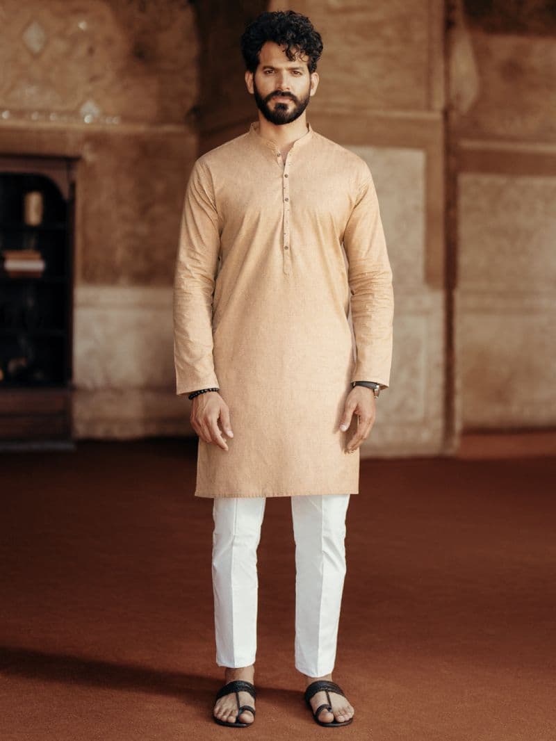Light Brown Cotton Kurta thumbnail