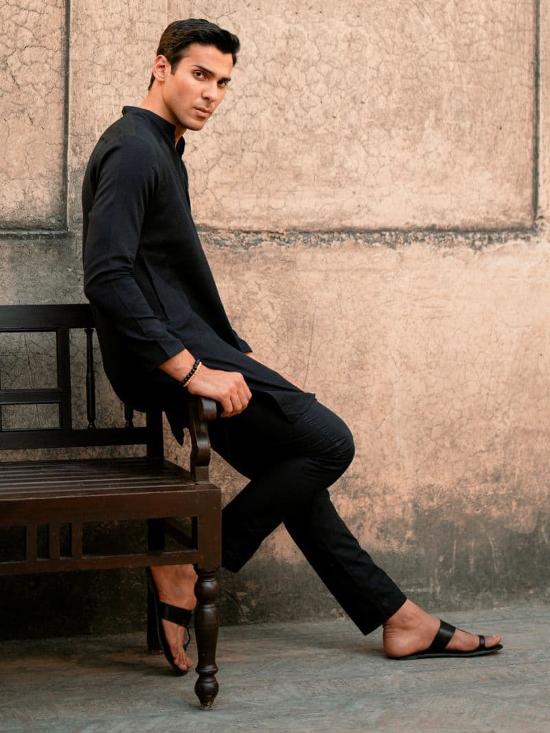 Black Cotton Kurta thumbnail