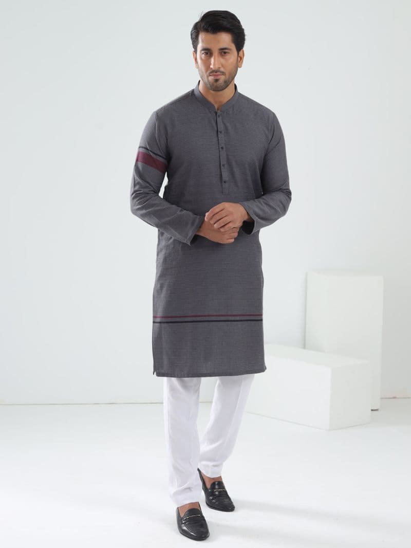 Grey Cotton Kurta thumbnail