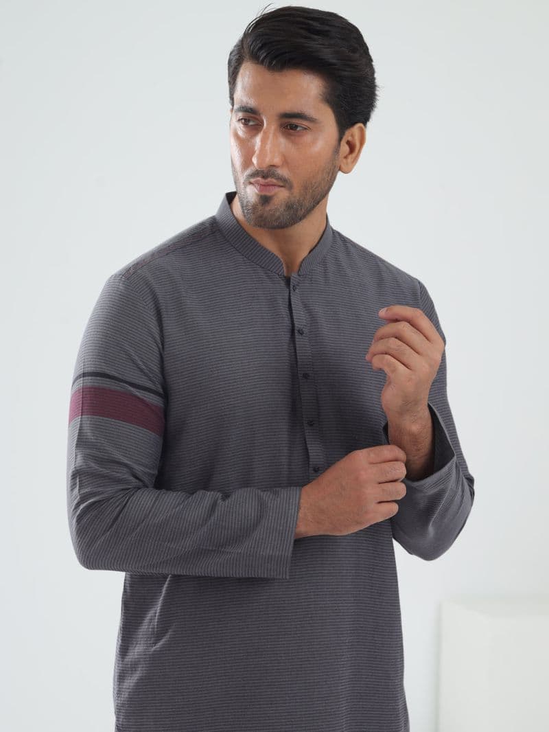 Grey Cotton Kurta thumbnail