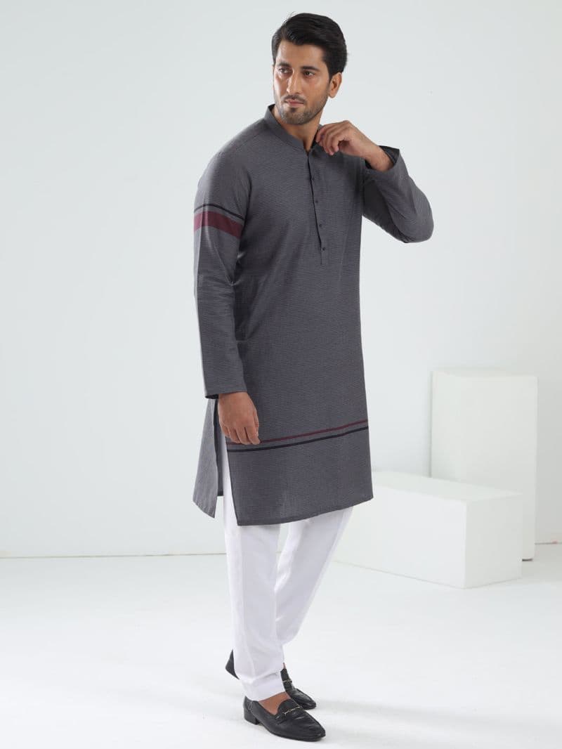 Grey Cotton Kurta thumbnail
